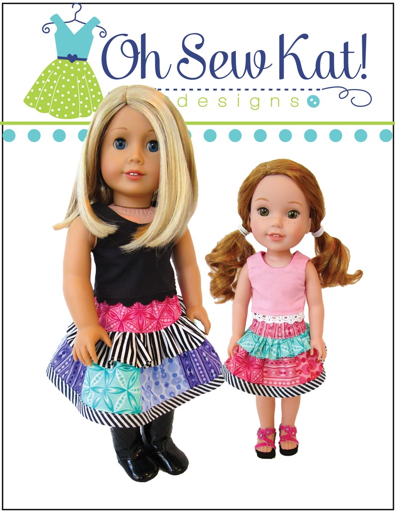 Doll Clothes Boutique Twirl Skirt Sewing PDF Pattern for 14-18 inch doll clothes, Easy patchwork skirt for Dolls, Digital pattern Oh Sew Kat image 9