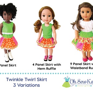 Doll Clothes Boutique Twirl Skirt Sewing PDF Pattern for 14-18 inch doll clothes, Easy patchwork skirt for Dolls, Digital pattern Oh Sew Kat image 3