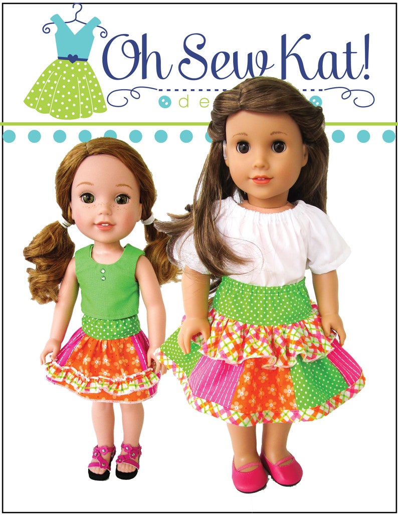 Doll Clothes Boutique Twirl Skirt Sewing PDF Pattern for 14-18 inch doll clothes, Easy patchwork skirt for Dolls, Digital pattern Oh Sew Kat image 2