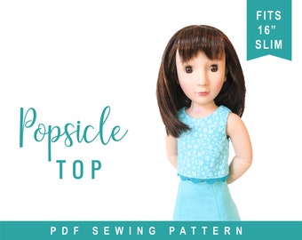 A Girl for All Time Doll Pattern, reversible tank top Easy to sew Popsicle Top Doll Clothes Sewing Pattern fits 16 inch slim dolls