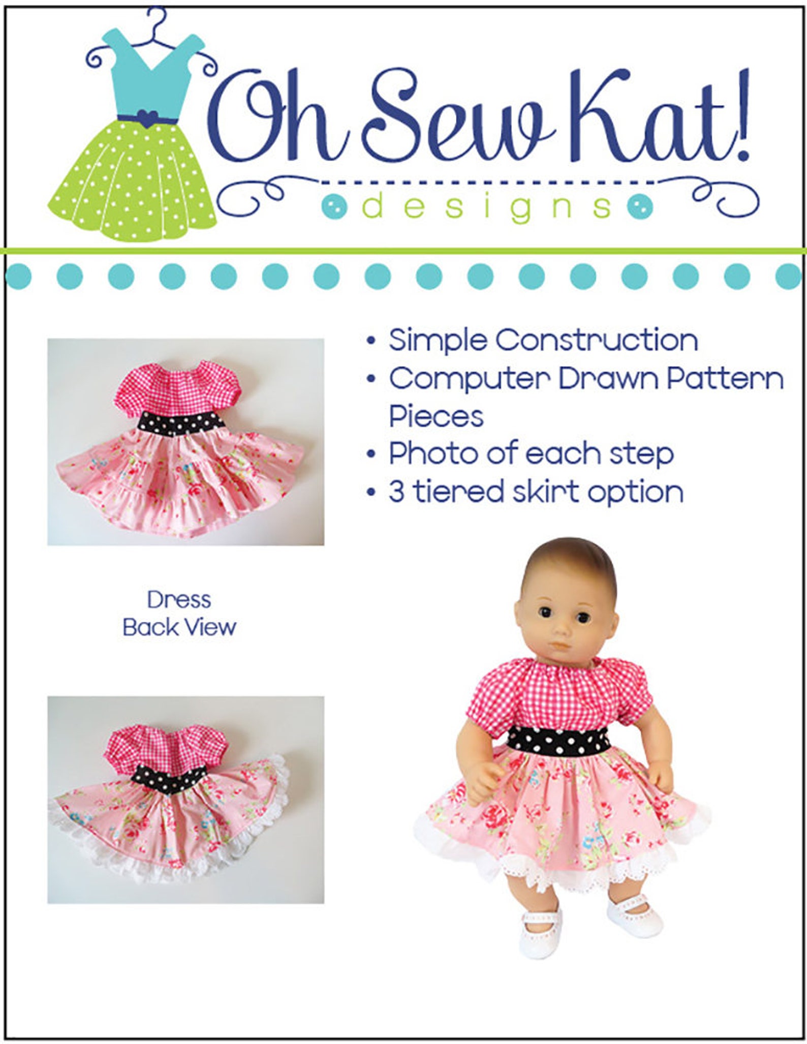 Bitty Baby Doll Clothes Sewing Pattern 15 inch Baby Party Etsy