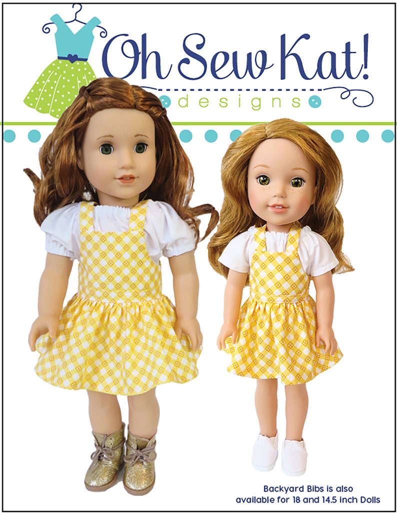 Baby Doll Clothes Sewing Pattern for 15 inch baby doll overalls sewing pattern Backyard Bibs Romper Shortalls Skirt PDF digital pattern image 10