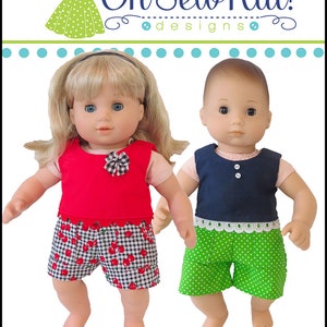 Baby Doll Clothes Sewing pattern fits dolls such as Bitty Baby and Bitty Twins Popsicle Crop Top doll shirt sewing pattern for dolls image 4