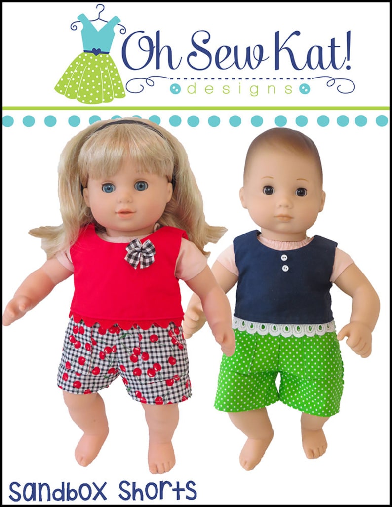 Baby Doll Clothes Sewing pattern fits dolls such as Bitty Baby and Bitty Twins Popsicle Crop Top doll shirt sewing pattern for dolls image 4