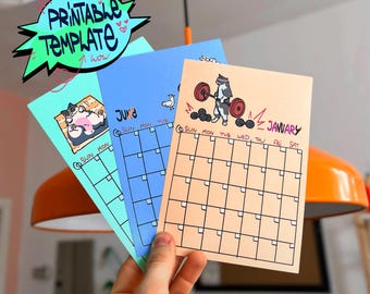Cat Adventure - Yearly Table Calendar for your table or wall | Printable Calendar Templates | PDF JPEG for Digital or Physical Use