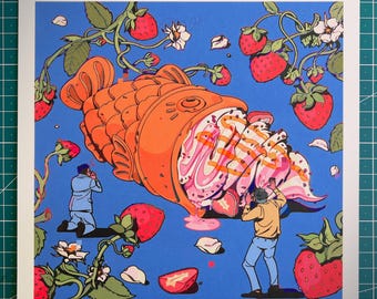 Strawberry Taiyaki Ice Cream  - Tasty illustration by DominikG