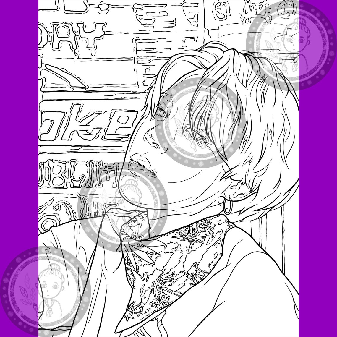 BTS Coloring Book _7 Printable Coloring Pages_hand Drawing_all Members ...
