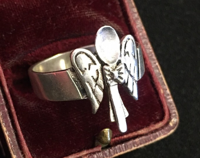 Vintage Angel Ring, Angel Ring, Vintage Silver Angel Ring, Silver Ring, Angel Jewellery, Rare Ring, magical piece.