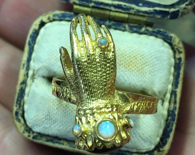 Vintage Fede Ring, Hand Ring, Sterling Silver Gilt Ring, Hand Jewellery, Vintage hand Ring, Vintage Jewellery, rare statement piece.