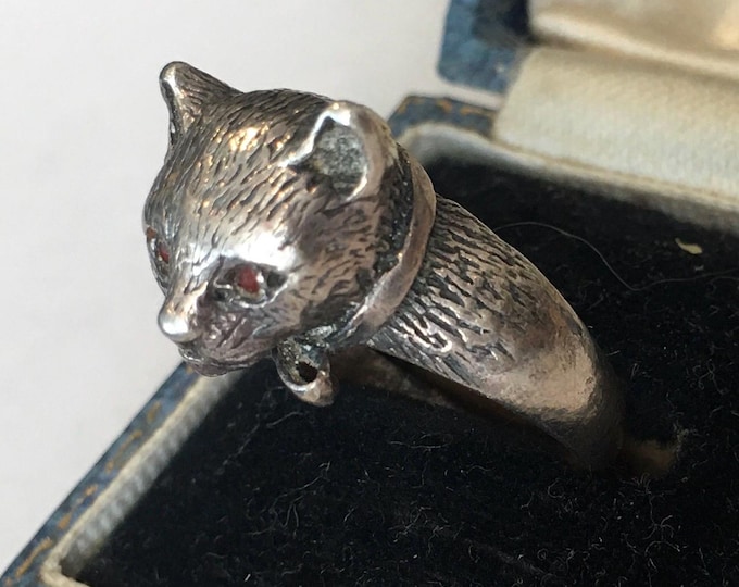 Vintage Cat Ring, Vintage sterling Silver Cat ring, Cat Jewellery, Cat Ring, Rare design piece