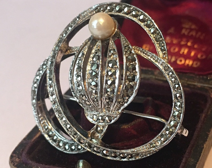 Vintage Brooch, Costume Brooch, Statement Brooch, Costume Jewellery, Marcasite Brooch, fantastic design piece.