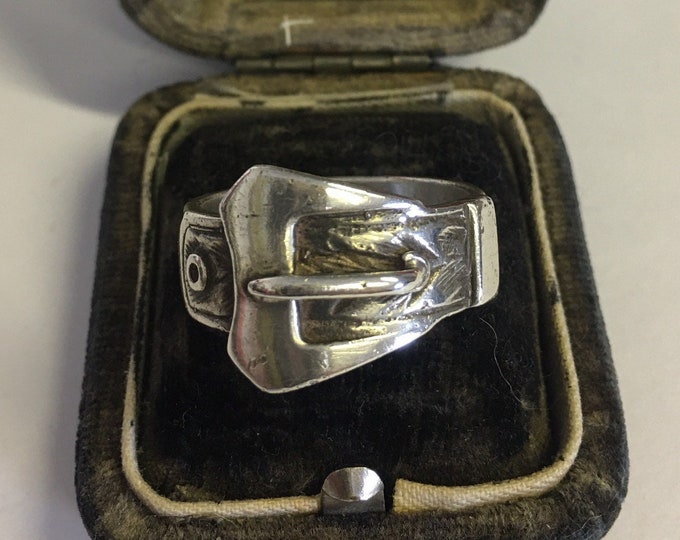 Vintage Buckle Ring, Belt Buckle Ring, Sterling silver Ring, Buckle Ring, Belt Ring, wonderful rare design piece.