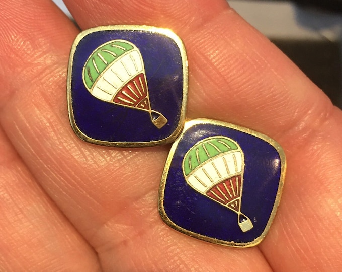 Vintage Cufflinks, Vintage Hot Air Balloon Cufflinks, Hot Air Balloon Jewellery, rare design set.