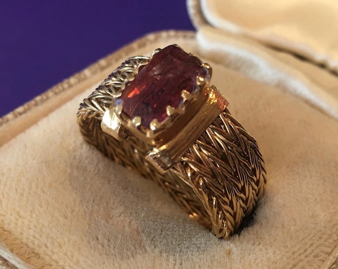 Vintage Tourmaline Ring, Silver Gilt Ring, divine statement piece.