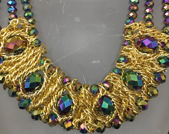 Vintage Costume Aurora Borealis necklace with fabulous  design a divine statement piece