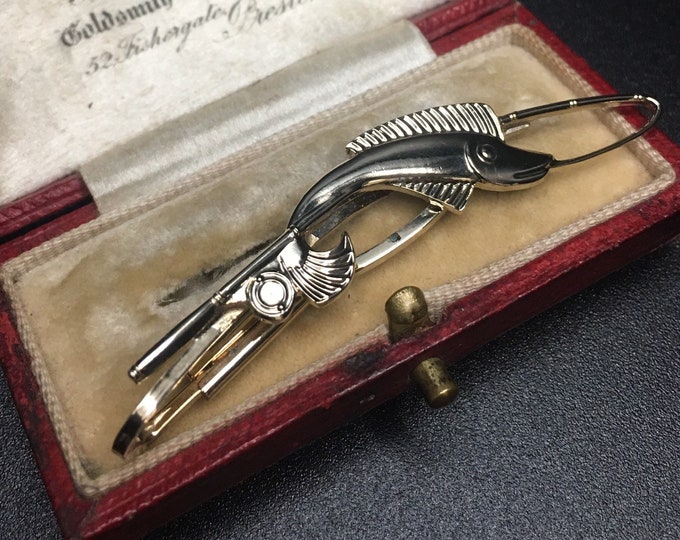 Vintage Fish Tie Clip, Fish Clip, Vintage Stratton Fish Clip, Fish Jewellery, Stratton Tie Clip, Vintage Tie Clip, rare collector's piece.