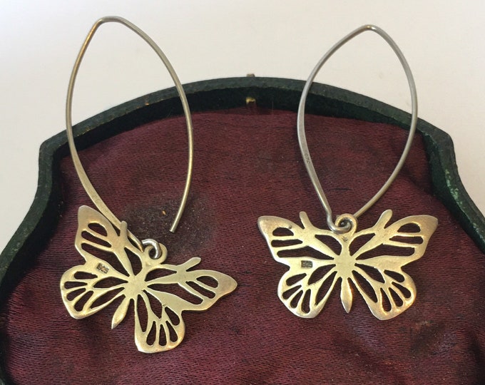 Vintage Butterfly Earrings, Vintage Silver Butterfly earrings, butterfly jewellery, Sterling Silver Earrings.