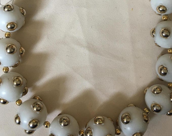 1960s Vintage Costume Necklace, Rhinestone Statement Jewelry
