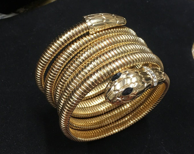 Vintage Snake Bangle, Snake Bracelet, Cool Snake Jewellery, fantastic rare design piece.