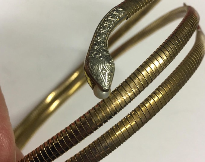 Vintage Snake Necklace, 1950's Rolled Gold Snake Necklace, Snake Necklace, Snake Choker, Snake Jewellery, exquisite very rare design piece.