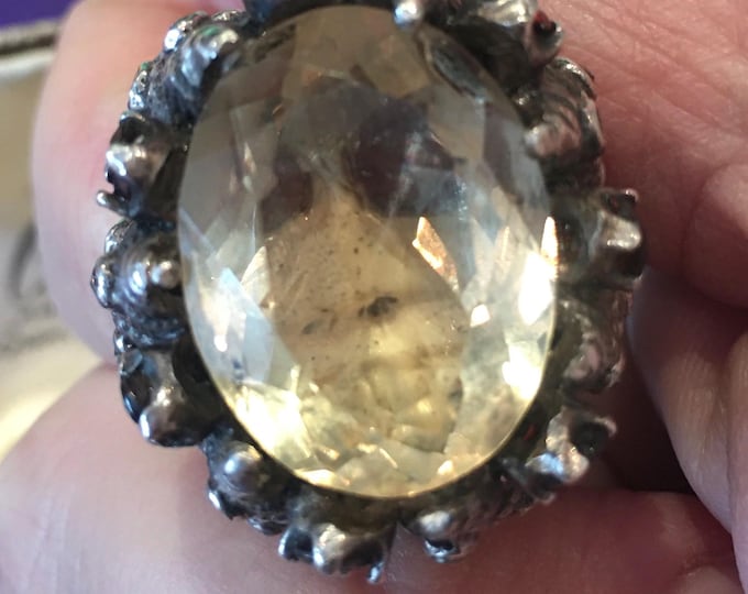 A magnificent rare Vintage sterling silver Citrine face ring with breath taking craftsmanship.