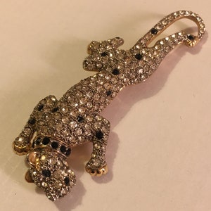 Vintage Panther Brooch, Carolee Panther Brooch, Panther Brooch, Panther Jewellery, Panther Rhinestone Jewellery, Animal Brooch, Panther Pin