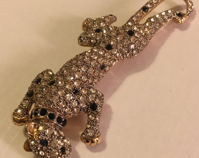 Vintage Panther Brooch, Carolee Panther Brooch, Panther Brooch, Panther Jewellery, Panther Rhinestone Jewellery, Animal Brooch, Panther Pin