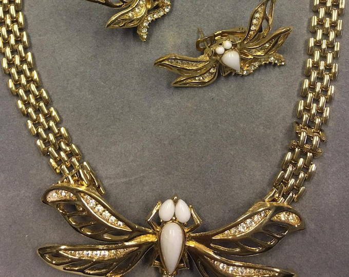 Vintage Givenchy statement necklace and earring set, Insect jewellery. divine rare set