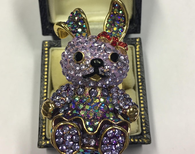 A magnificent rare Vintage Butler and Wilson Teddy Bunny Ring with exquisite rhinestone