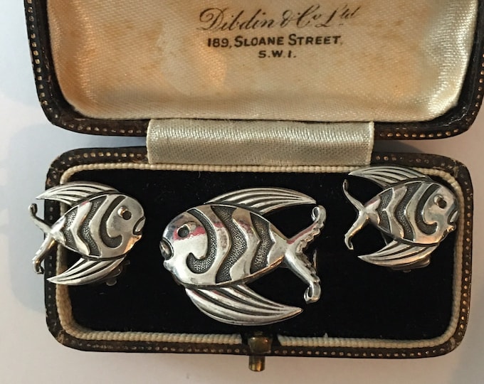 Vintage Fish Set, Fish Earrings, Fish Brooch, Vintage Fish earrings, Vintage Fish Earrings, Fish Jewellery, Fish Set, divine set.