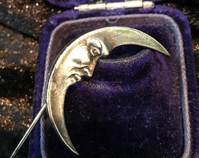 Vintage Moon Stick Pin, Vintage Stick Pin, Moon Jewellery, Astrological Jewellery, rare collector's piece