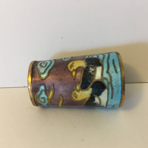 Vintage Fingerhut, Cloisonne Fingerhut, Vogelkopf Fingerhut, Vogel Fingerhut, Cloisonne Fingerhut, schönes Stück.