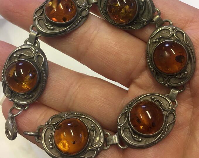 Vintage Silver Amber bracelet, Amber Bracelet, Amber Jewellery, divine piece
