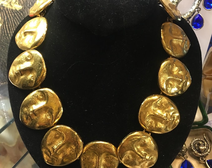 Fabulous vintage face design choker necklace with wonderful design and quality, very rare.