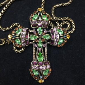 RESERVED Vintage Cross Necklace, Rhinestone Cross Pendant, Cross Brooch and Pendant, Sweet Romance Necklace, divine piece.