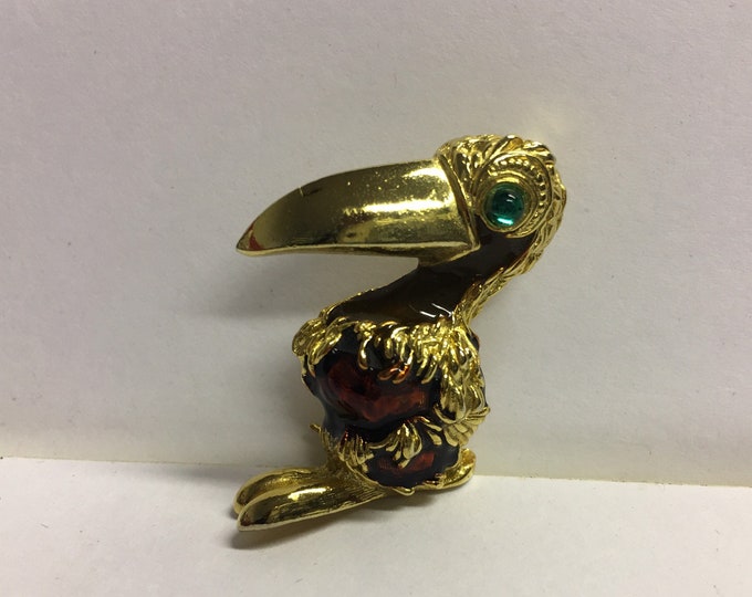 Vintage Bird Brooch, Bird Brooch, Gold Bird Brooch, Bird Jewellery, Animal Jewellery, divine piece.
