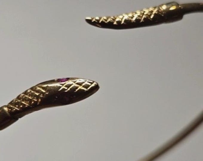 Vintage Gold 9 Ct Gold Snake Bangle, Snake Jewellery, 9 Ct Gold Snake Bangle, Snake Jewellery, Snake Bracelet, Snake Bangle.