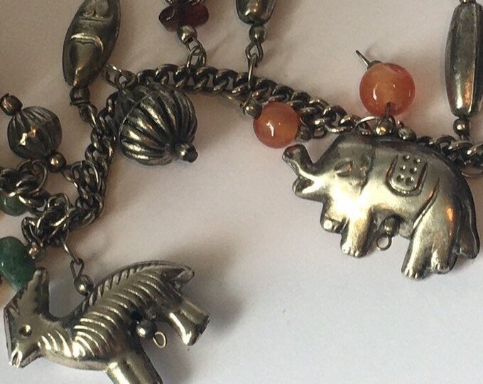Vintage Elephant Necklace, Charm Necklace, Vintage Necklace, Animal Jewellery, fantastic piece.