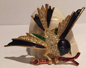 Vintage vogel broche, vogel broche, gouden vogel broche, vogel sieraden, dierlijke sieraden, goddelijk stuk.