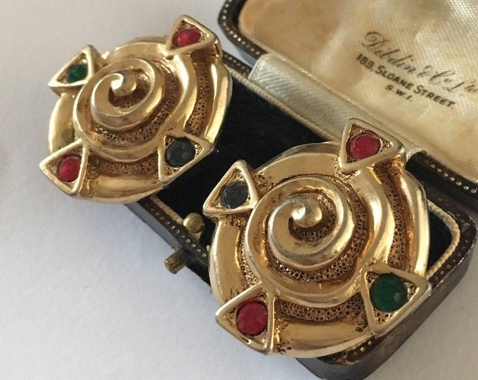 Vintage Earrings, Vintage Costume Earrings, Costume Earrings, Gold Earrings, Vintage Jewellery, striking pair.