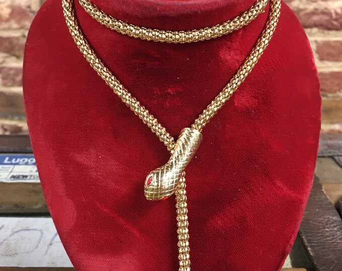 Vintage Snake Necklace, Vintage Gold Snake Necklace, Gold Snake Necklace, Snake Choker, Snake Jewellery,