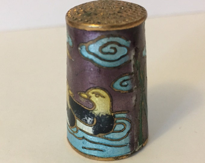 Vintage Bird thimble, Cloisonne Bird thimble, Bird head thimble, Bird thimble, Cloisonne thimble, beautiful piece.