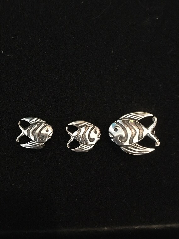 Vintage Fish Set, Fish Earrings, Fish Brooch, Vin… - image 10