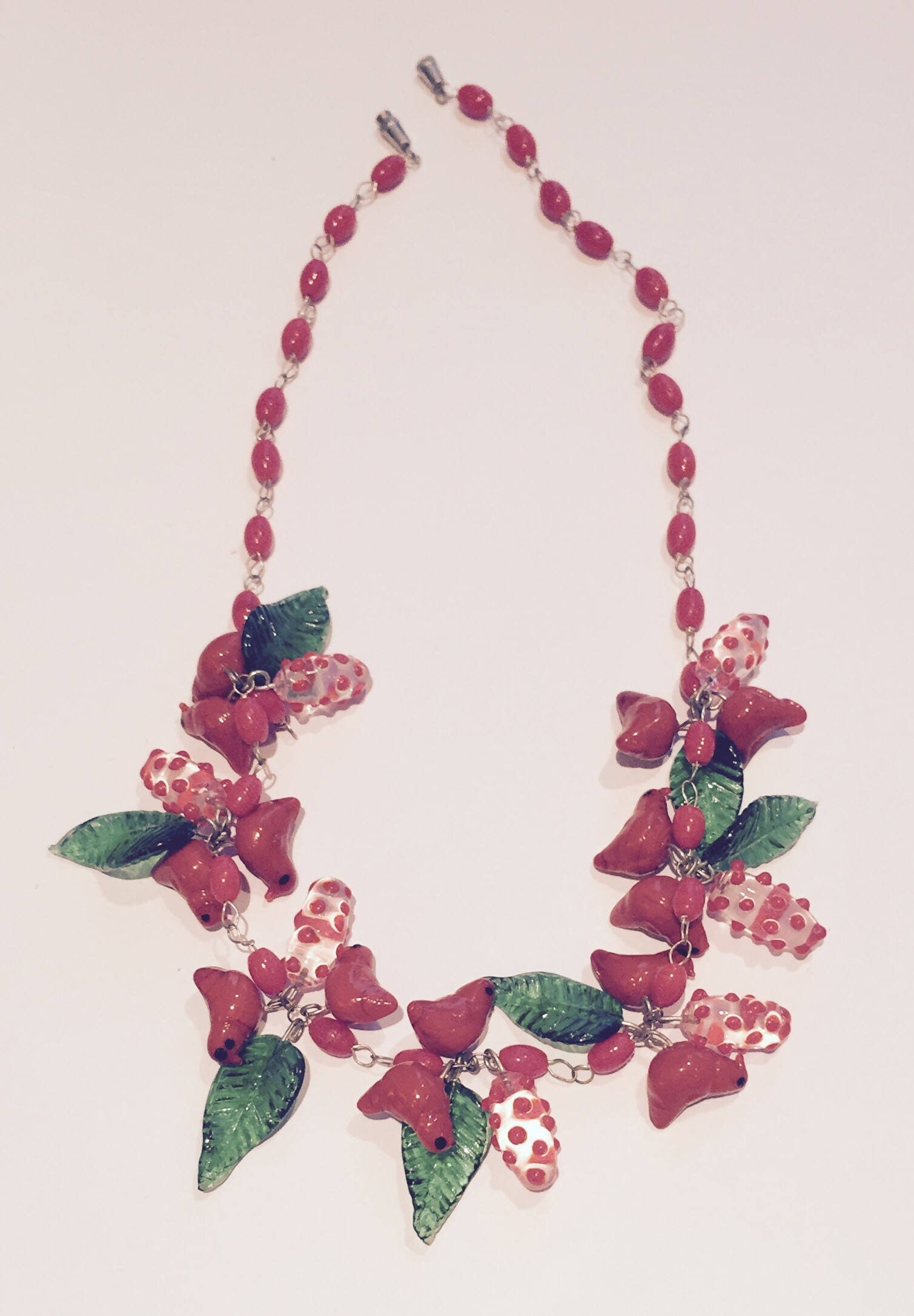 RESERVED Vintage Bird Necklace, Vintage Glass bird necklace, Bird