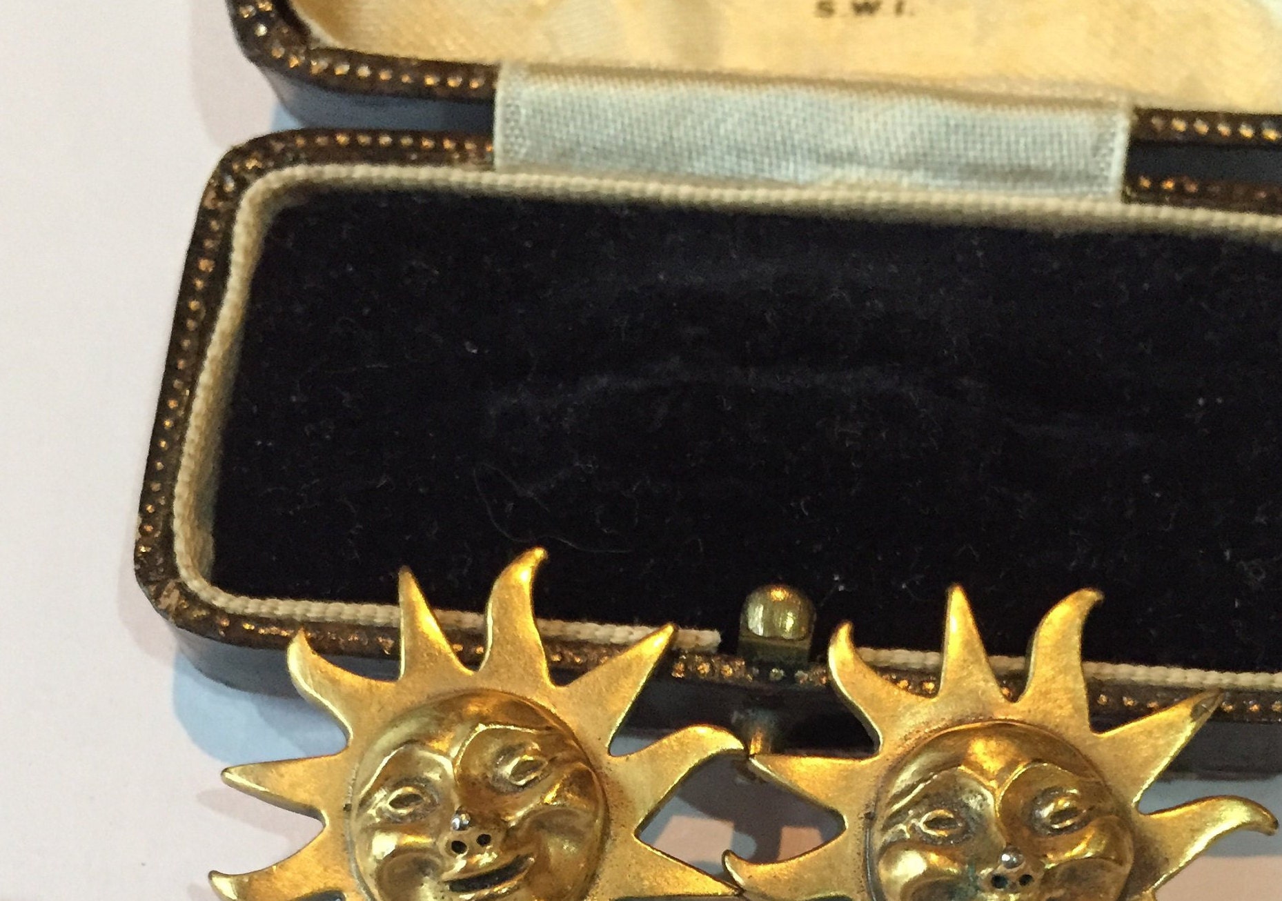 Vintage Sun Earrings, Vintage Face Earrings, Gold Sun Earrings, Man in