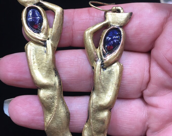 Vintage Earrings, Rare design Earrings, Wonderful costume stylised  earrings, fabulous rare statement piece.