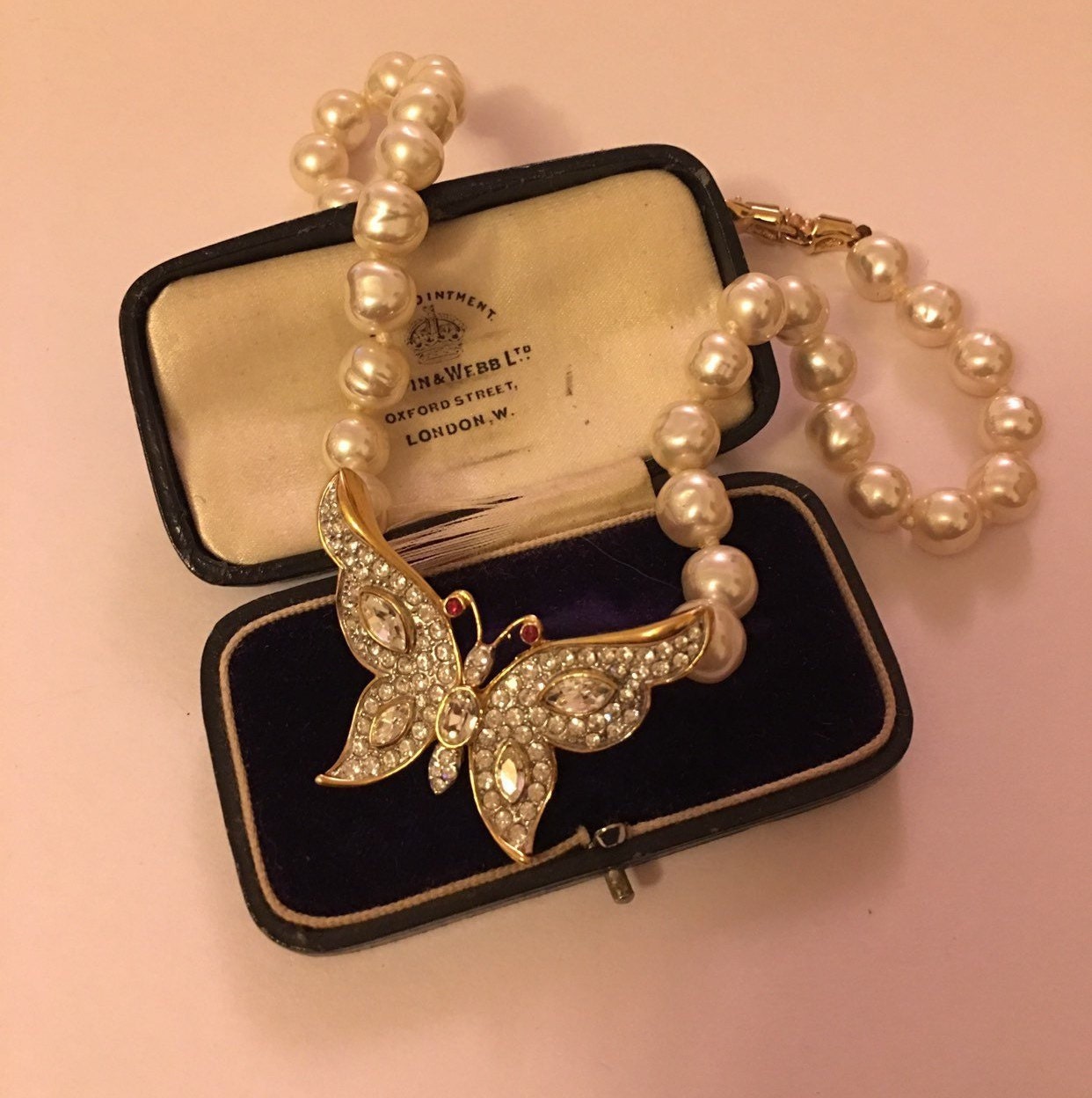 Vintage Butterfly Necklace, Attwood and Sawyer butterfly jewellery