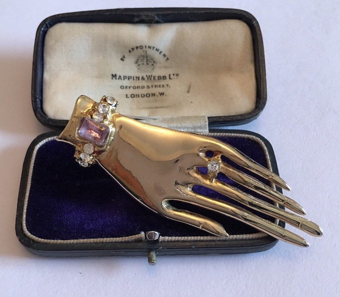 Vintage Hand Brooch, Hand brooch, Gold Hand Brooch, Hand Jewellery