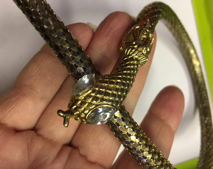Vintage Snake Necklace, Gold Snake Necklace, Snake Choker, Snake Jewellery, rare