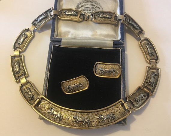 Vintage Panther Necklace, Vintage Panther Set, Pan